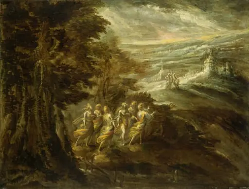 Fantastic Landscape with Figures, by Emilian 16th Century