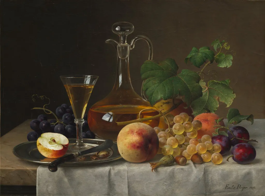 Still Life with Fruit, by Emilie Preyer, unspecified, 1873