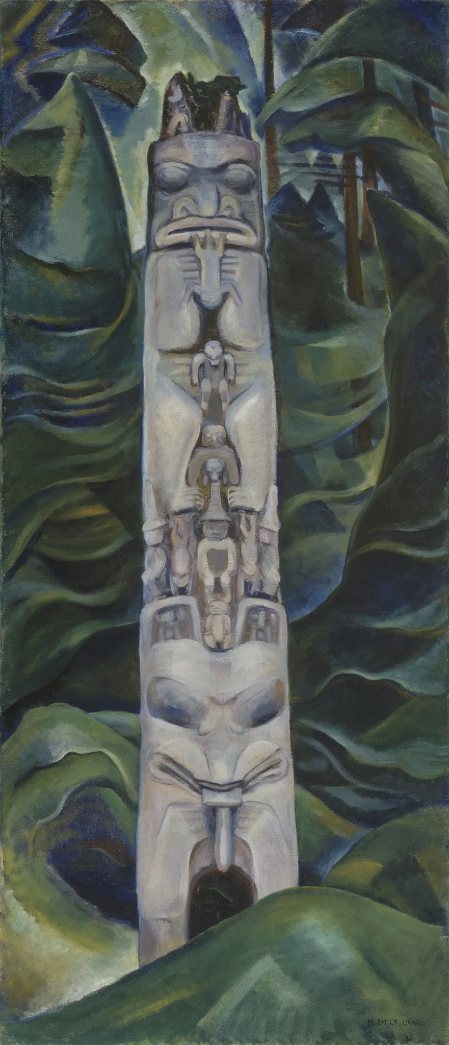 Totem and Forest, by Emily Carr, oil, 1931
