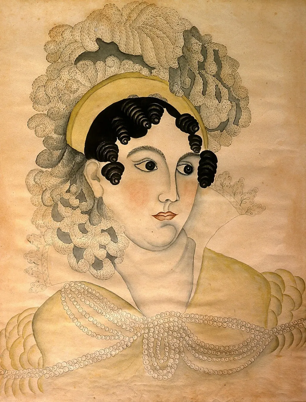 Feathers and Pearls, by Emily Eastman, graphite, 1844