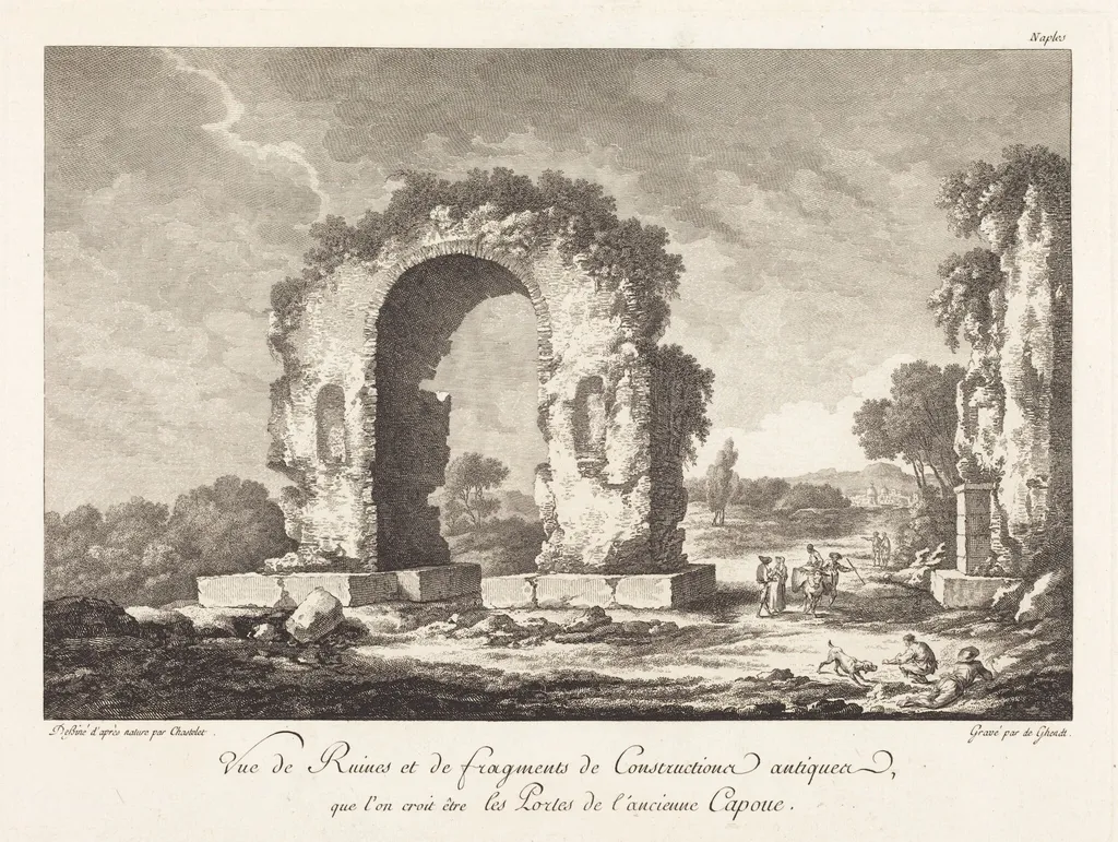 Vue de Ruines et de fragments de Construction antique...de l'ancienne Capoue, by Emmanuel Jean Nepomucène de Ghendt, ink, 1784