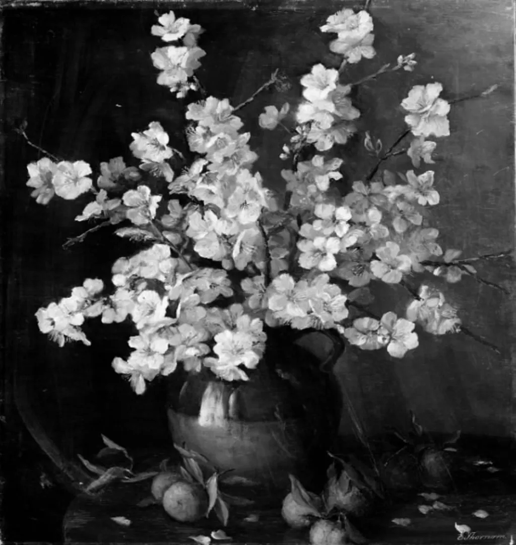 Blomster i en vase, by Emmy Thornam, oil, 1895