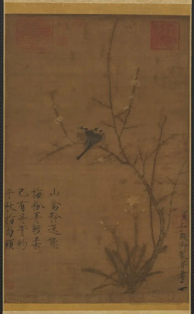 宋徽宗蠟梅山禽 軸, by Emperor Huizong of Song