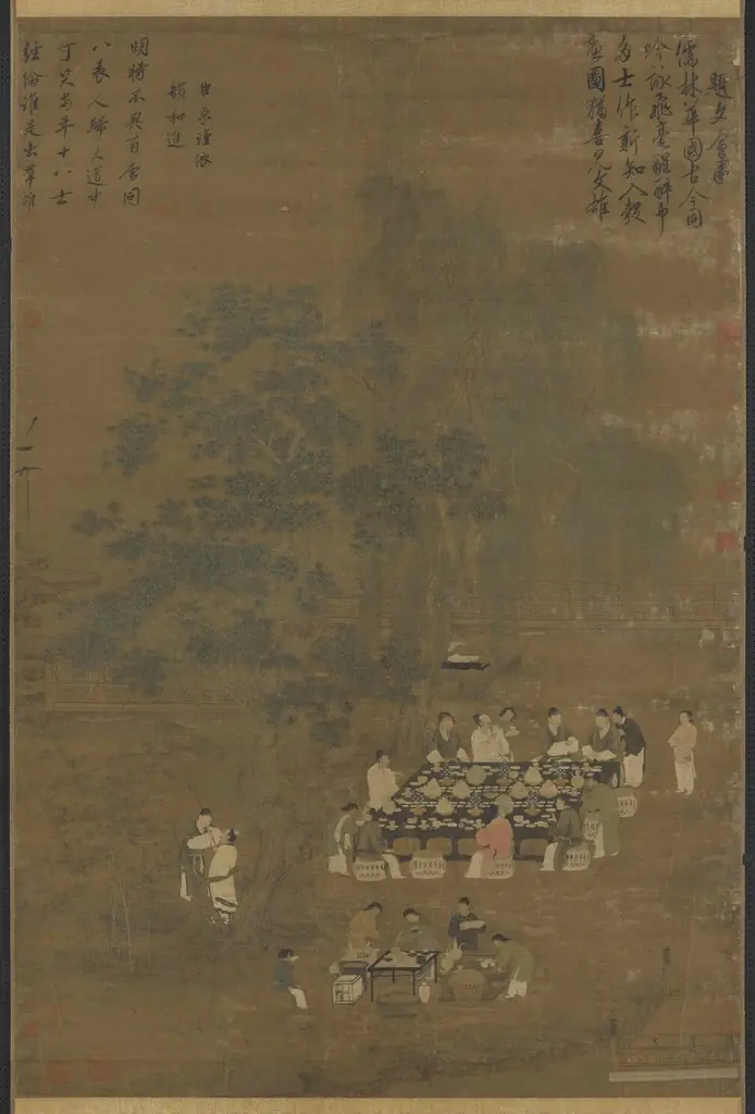 宋徽宗文會圖軸, by Emperor Huizong of Song