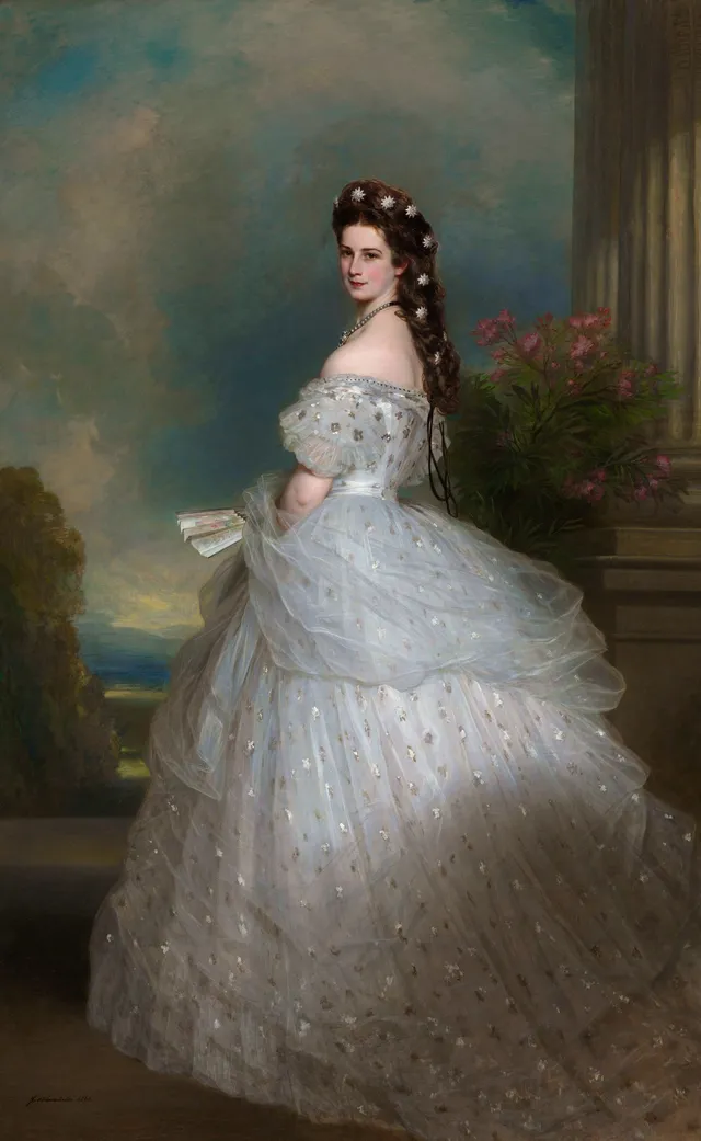 Empress Elisabeth of Austria in Courtly Gala Dress with Diamond Stars