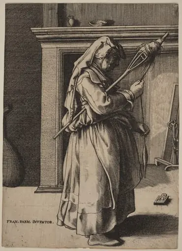 Old Woman with a Distaff, by Enea Vico
