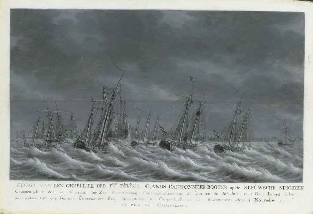 Batavian Fleet before Veere, 9 November 1800, by Engel Hoogerheyden