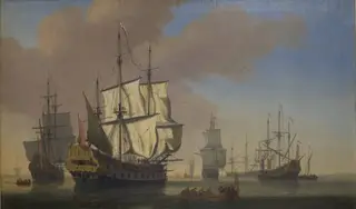 English Warships in a Roadstead in Calm Weather