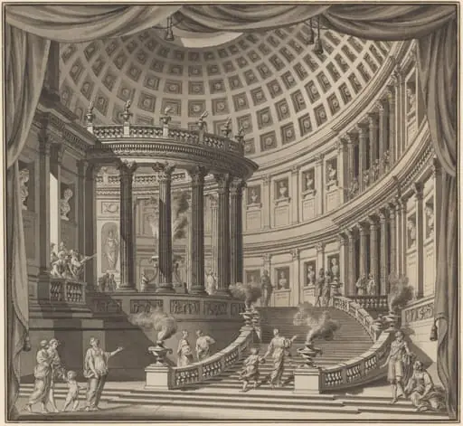 Design for a Stage Curtain: The Interior of an Elaborate Temple Dedicated to Illustrious Men, by Ennemond Alexandre Petitot