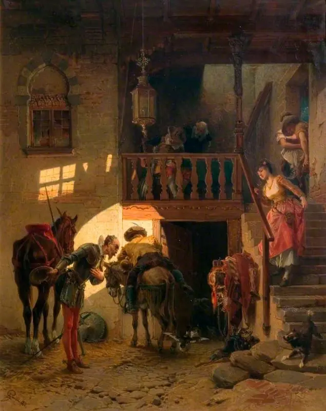 Don Quixote at the Inn (from Cervantes' novel), by Enrico Gamba