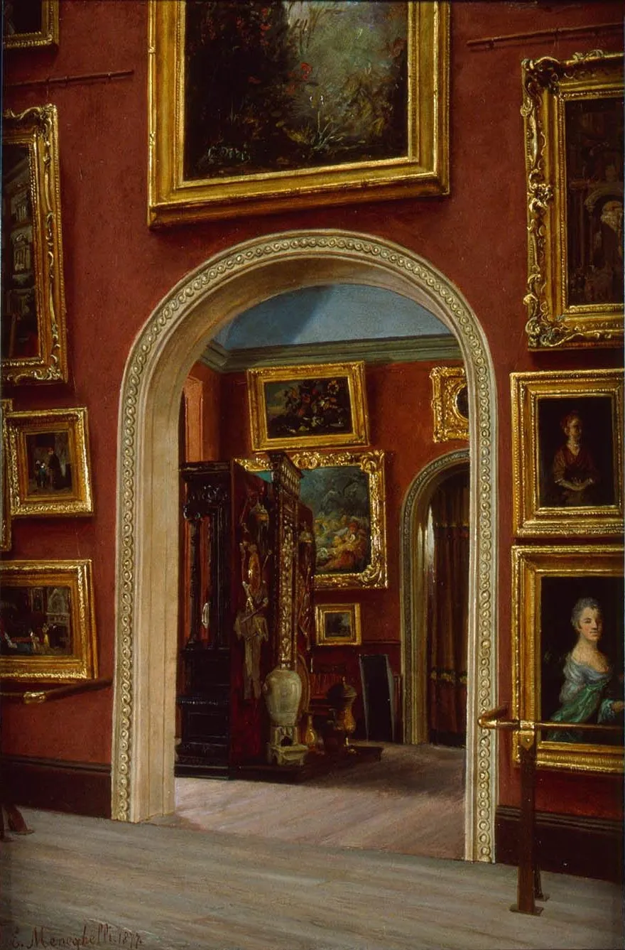 View of a Gallery in the Museum of Fine Arts, Copley Square, by Enrico Meneghelli, unspecified, 1889