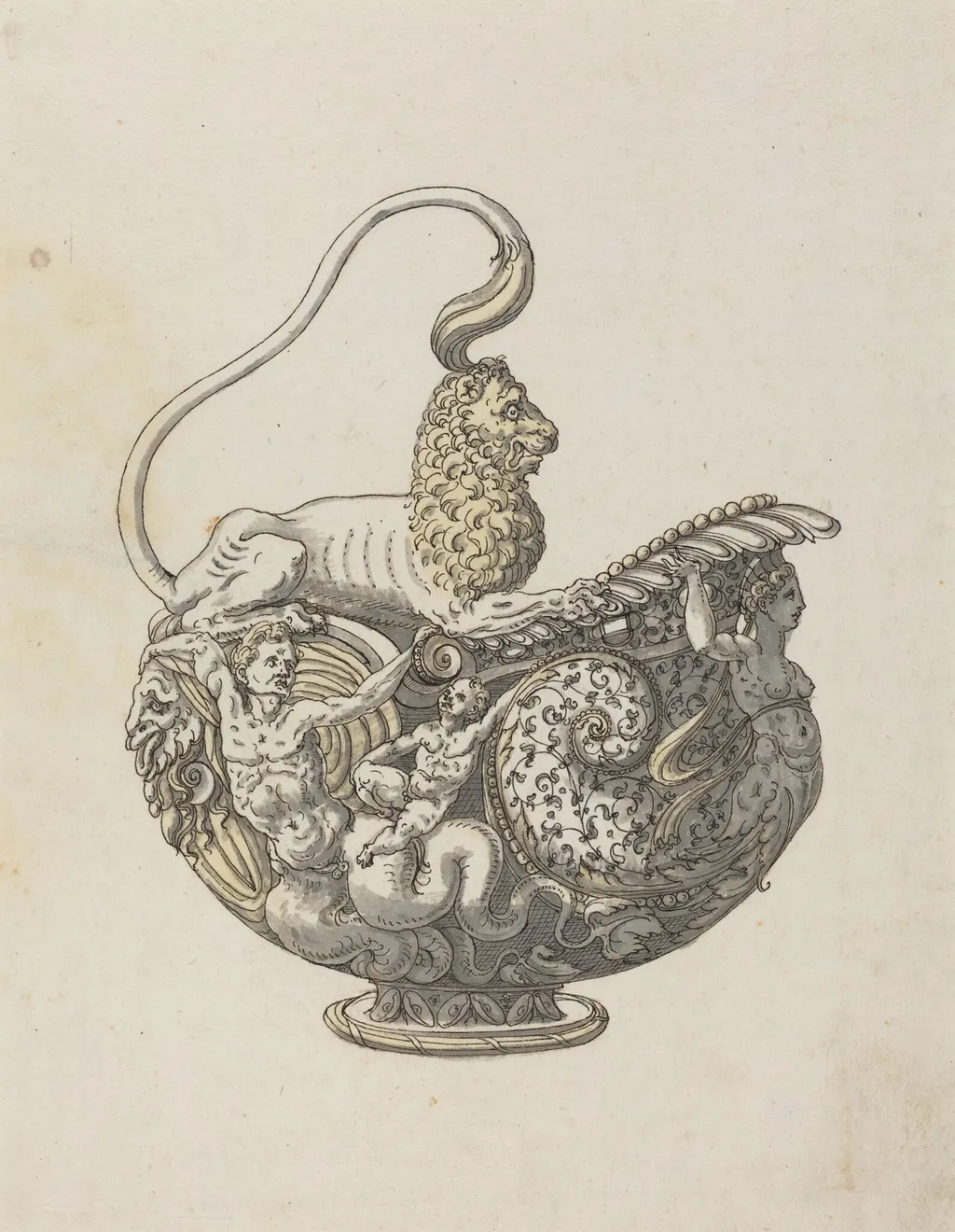 Fancy Pitcher, by Erasmus Hornick, ink, 1559