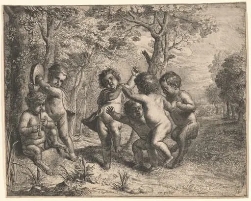 Four Dancing Children and Two Making Music, by Erasmus Quellinus II
