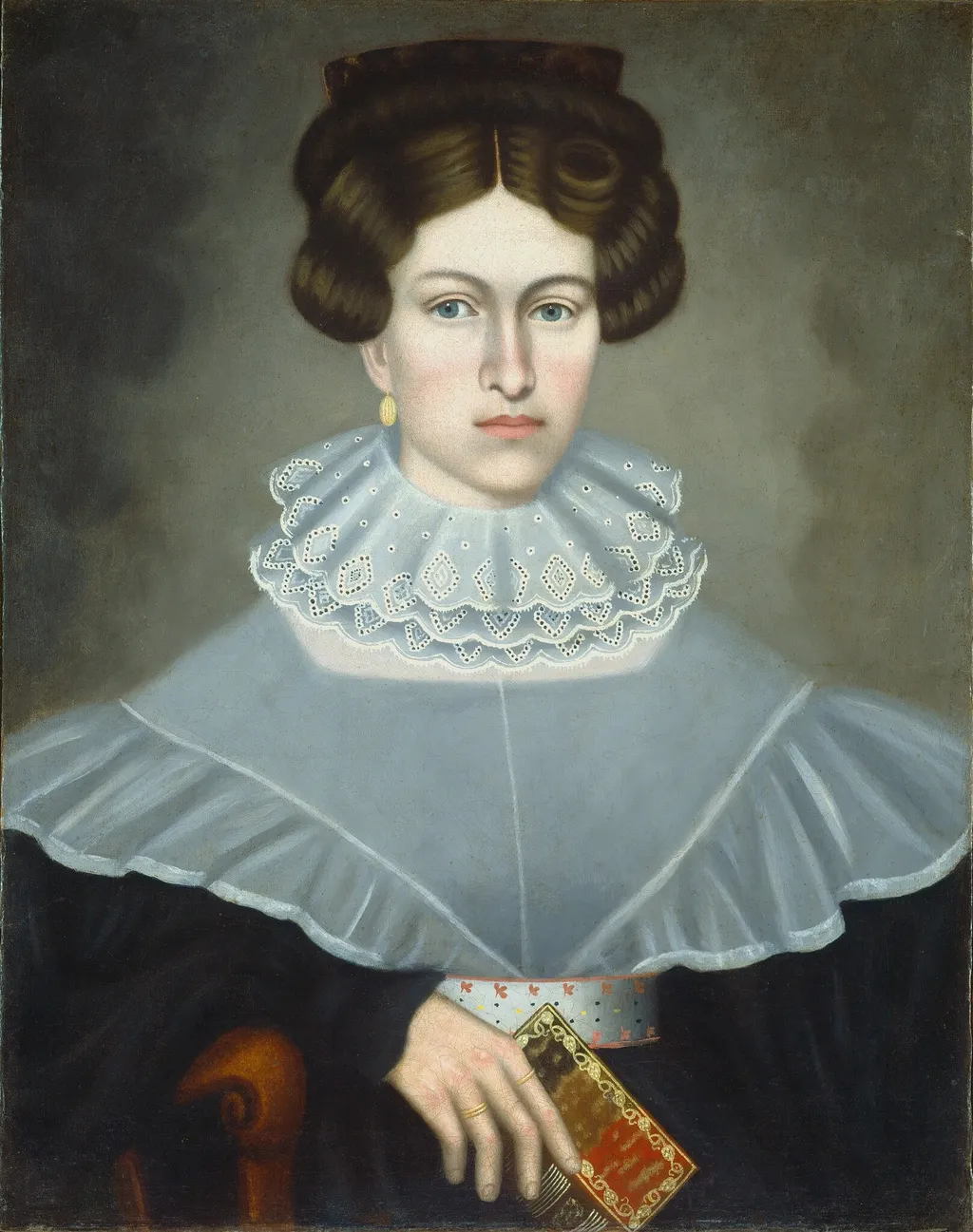 Woman Holding a Book, by Erastus Salisbury Field, oil, 1835