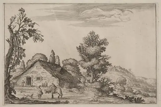 Landscape with a Traveler before a Cottage, by Ercole Bazicaluva