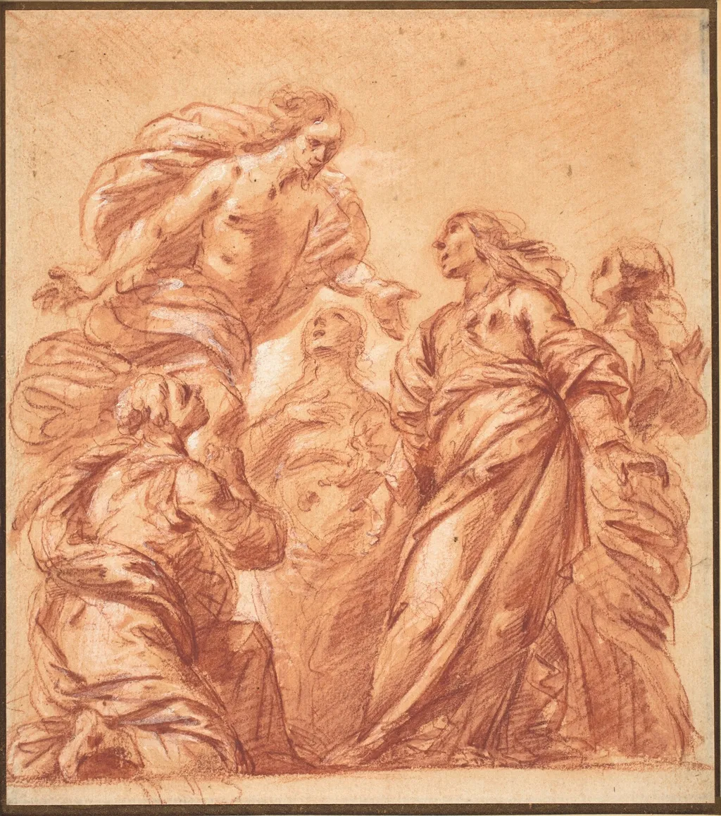The Women at the Sepulchre with Christ of the Noli me Tangere, by Ercole il Giovane Procaccini, gouache, 1654