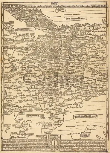 Road Map of Central Europe, by Erhard Etzlaub