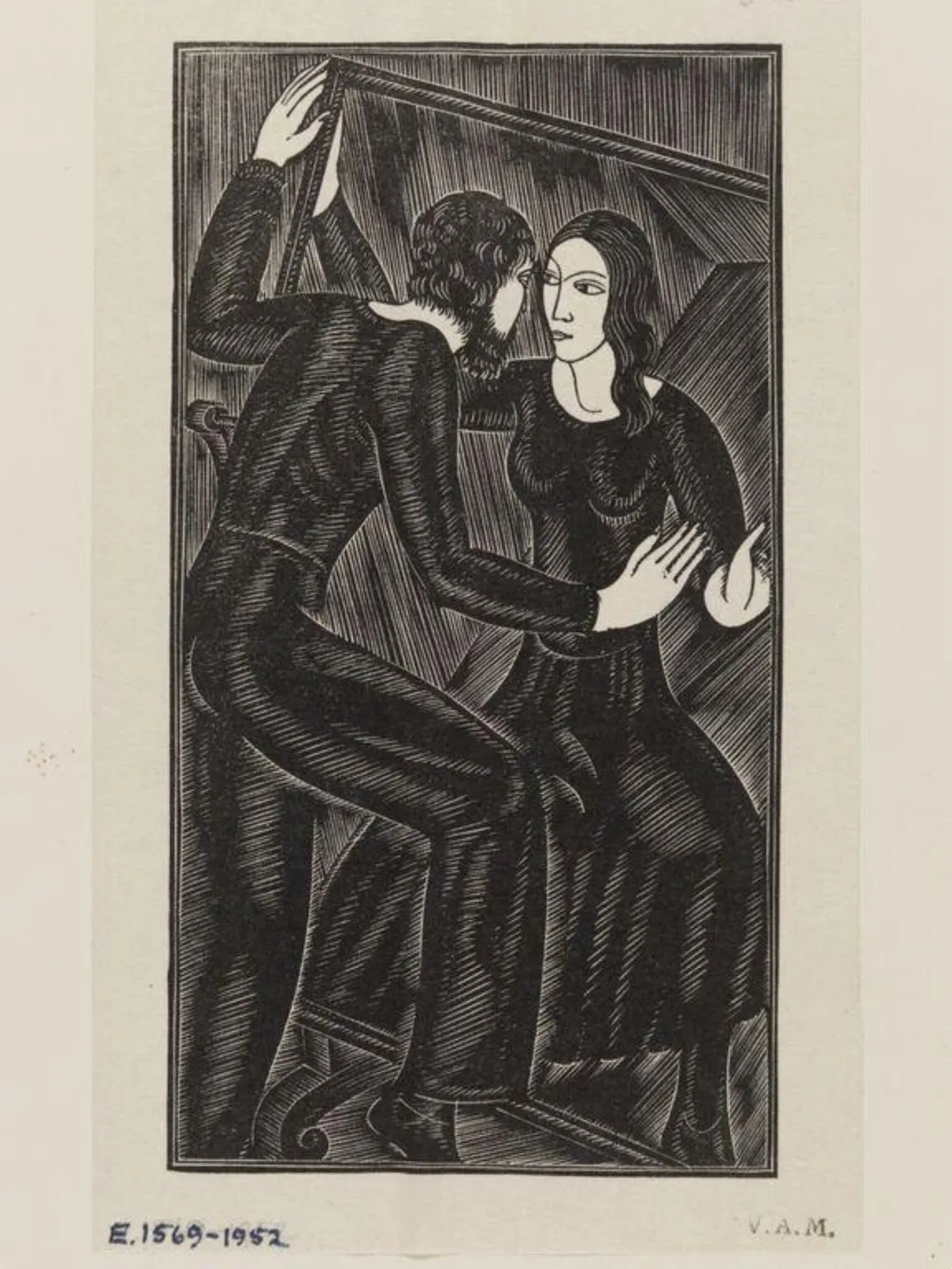 Artist and Mirror II, by Eric Gill, ink, 1932