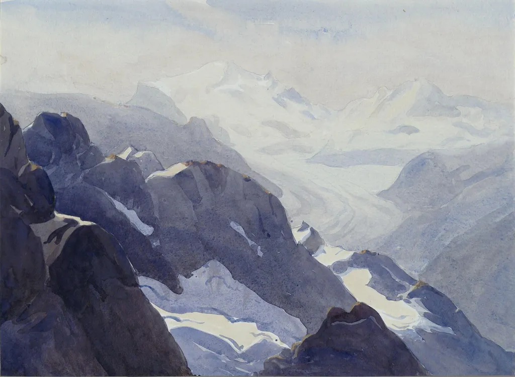 In the Alps, by Eric Powell, watercolor, 1900