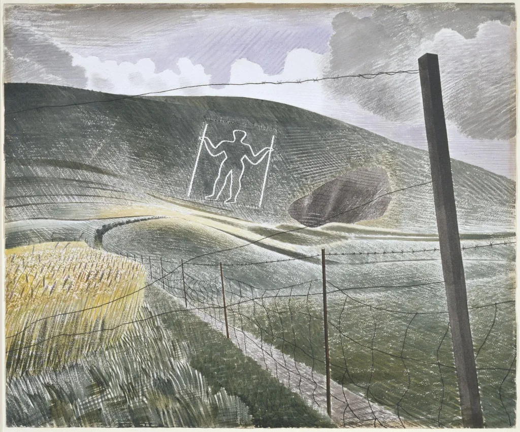 The Long Man of Wilmington, by Eric Ravilious, watercolor, 1939