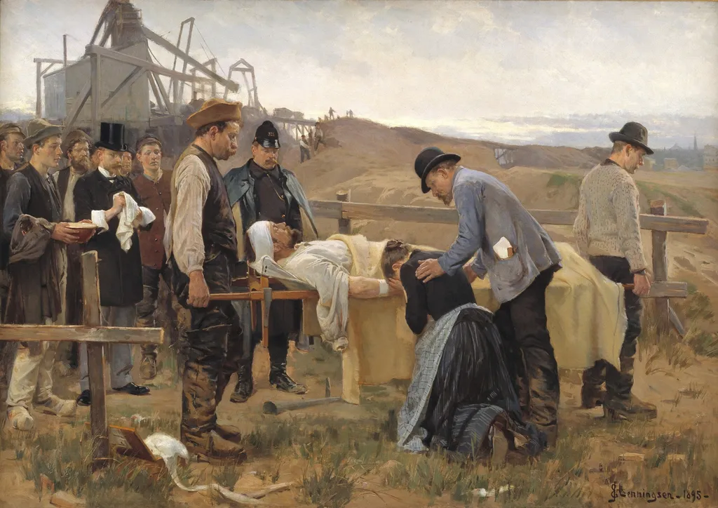 A Wounded Workman, by Erik Henningsen, oil, 1898
