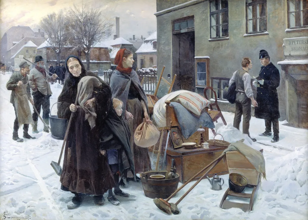 Evicted Tenants, by Erik Henningsen, oil, 1896