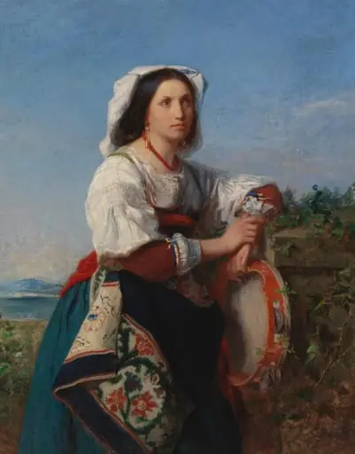 Italialainen tamburiininsoittajatar, by Erik Johan Löfgren