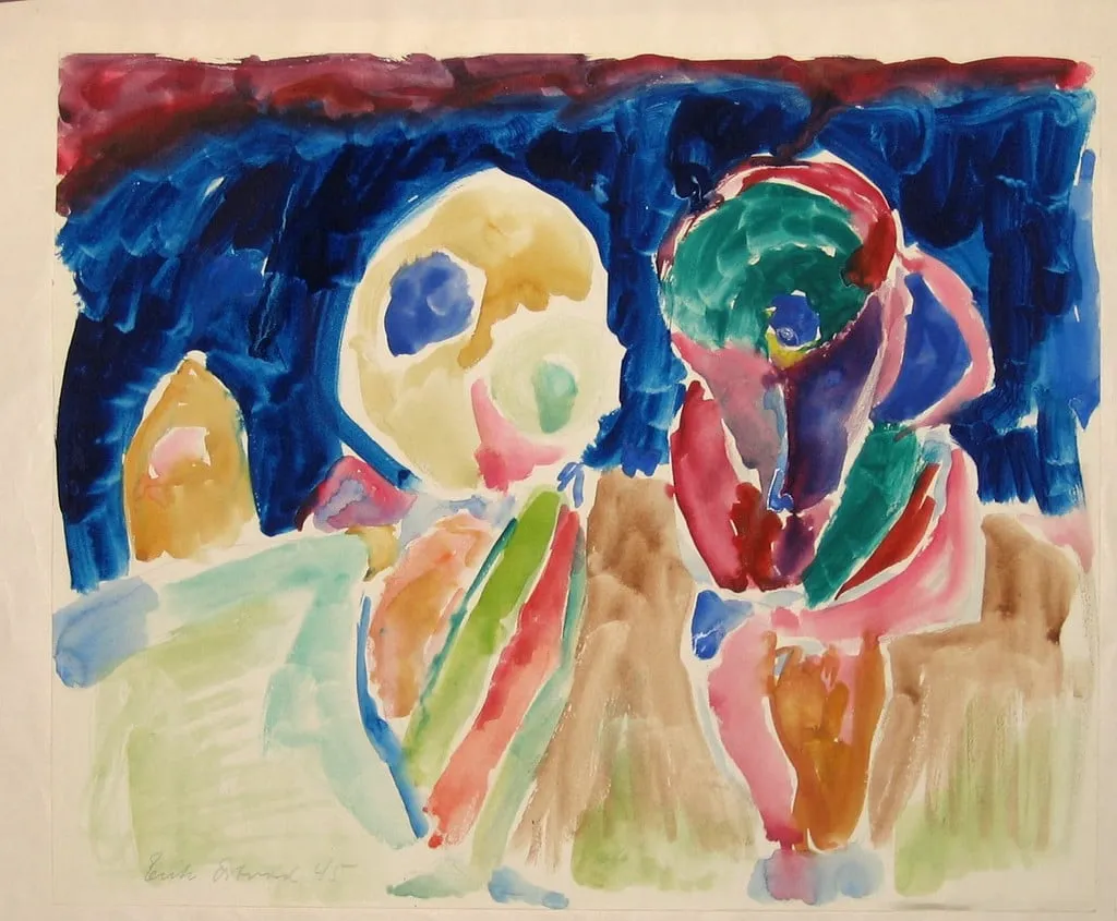 Untitled, by Erik Ortvad, watercolor, 1945