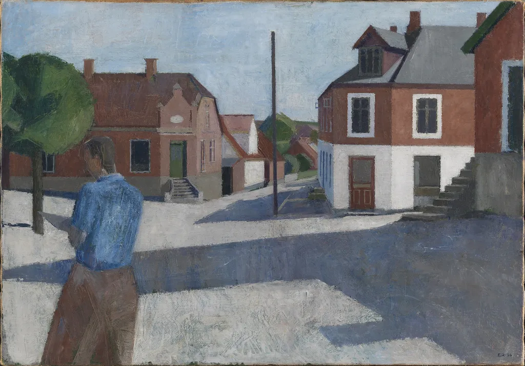 Street with Figure, by Erik Raadal, oil, 1936