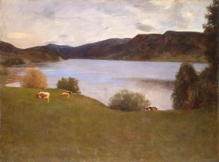 Landscape with a Lake, by Erik Werenskiold, oil, 1898