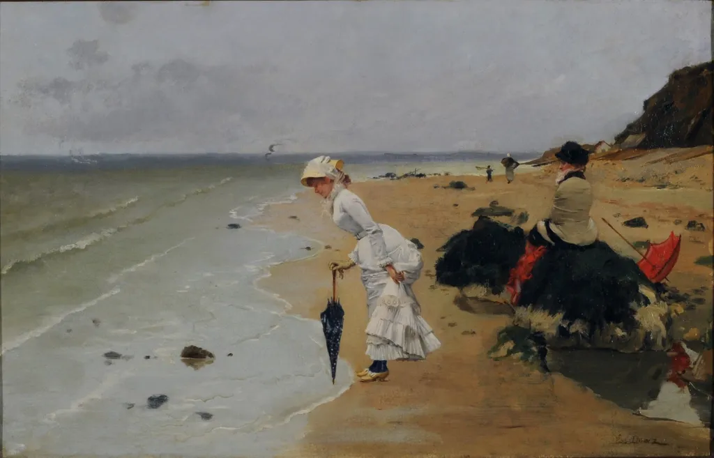 On the beach, by Ernest-Ange Duez, oil, 1850