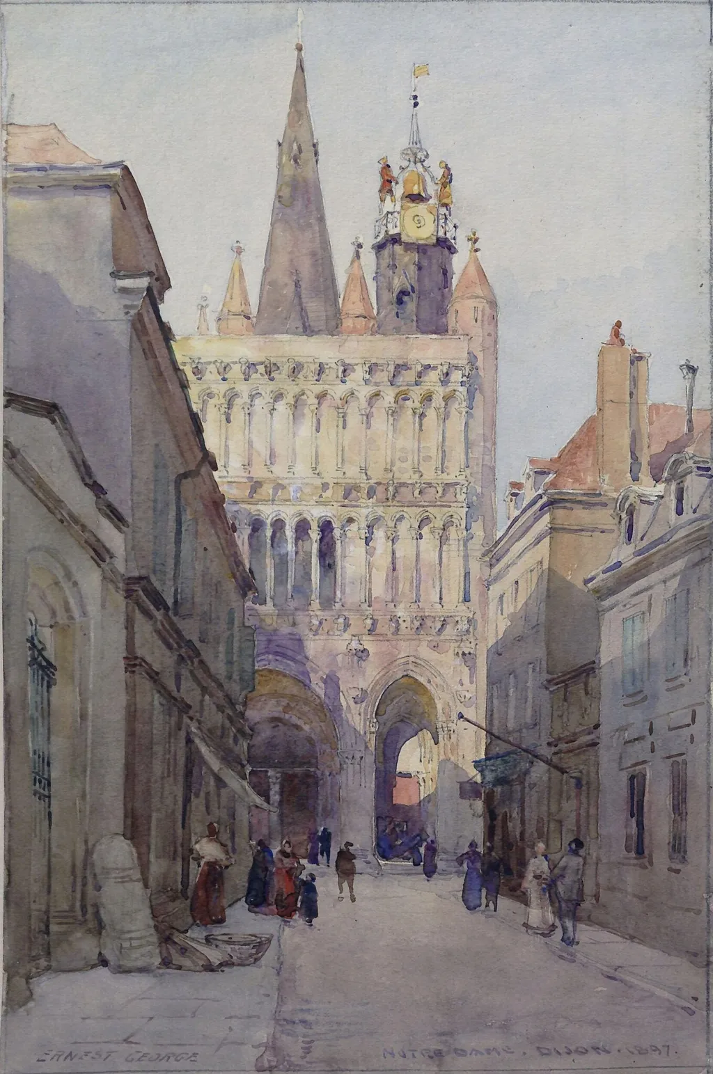 Notre Dame, Dijon, by Ernest George, watercolor, 1897
