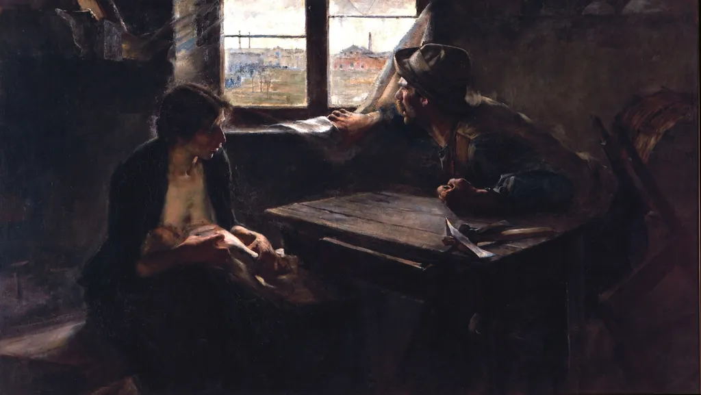 No bread, no work, by Ernesto de la Cárcova, oil, 1898