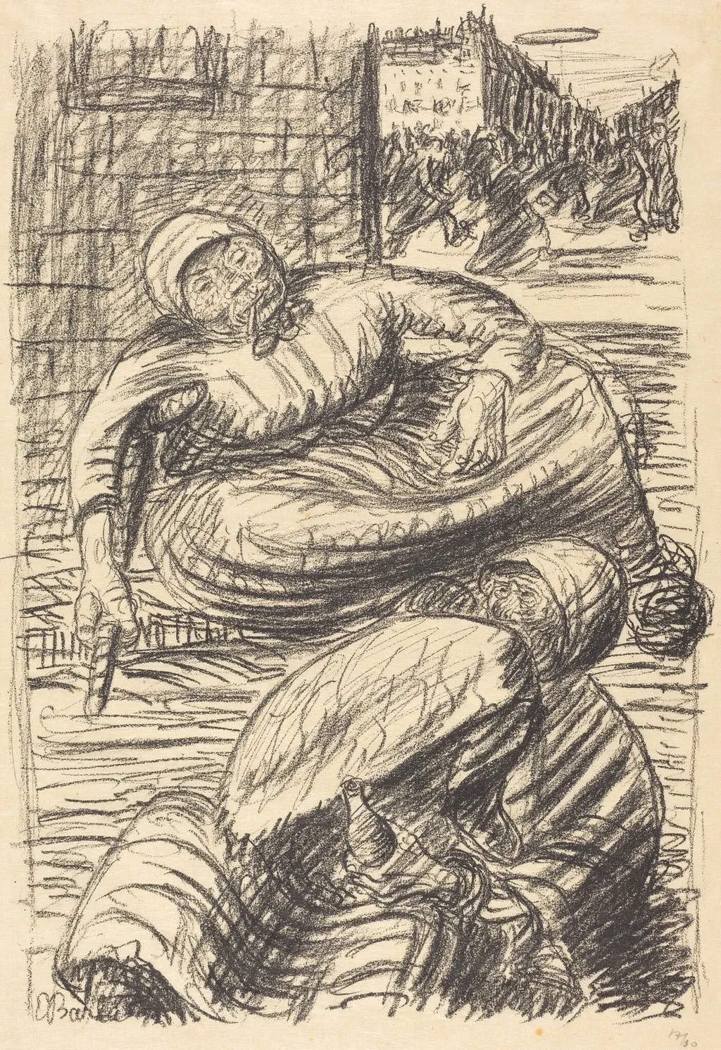 Street in Warsaw, by Ernst Barlach, ink, 1915