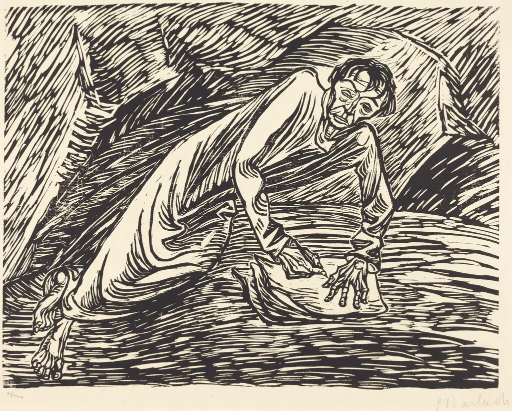 The Writing Prophet (Saint John on Patmos), by Ernst Barlach, ink, 1919