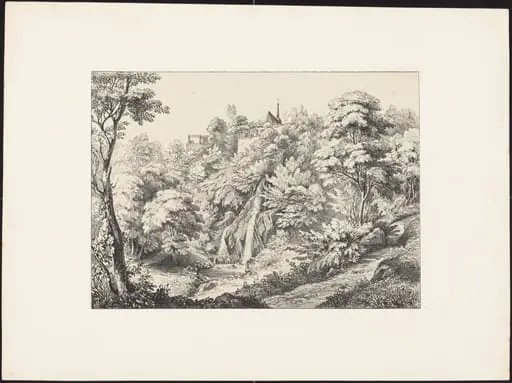 Rear View of the Convent with Waterfall, by Ernst Fries