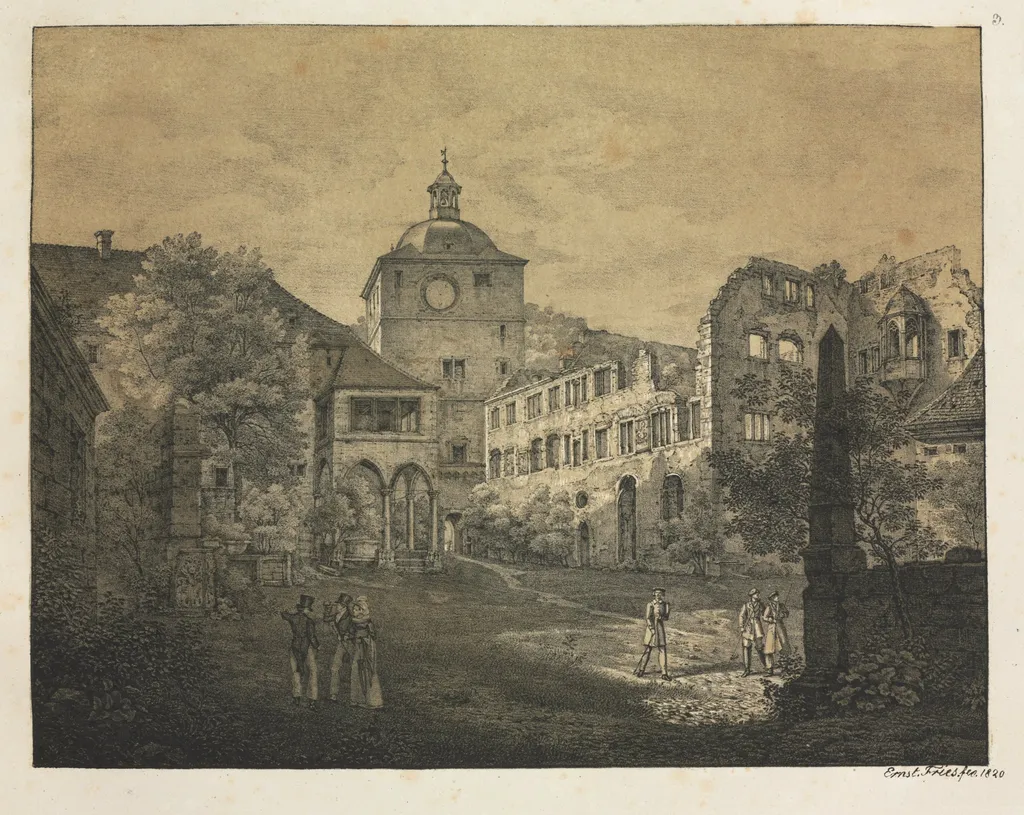 Six Views of Heidelberg Castle: Castle Terrace, by Ernst Fries, 1820