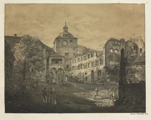 Six Views of Heidelberg Castle: Castle Terrace, by Ernst Fries