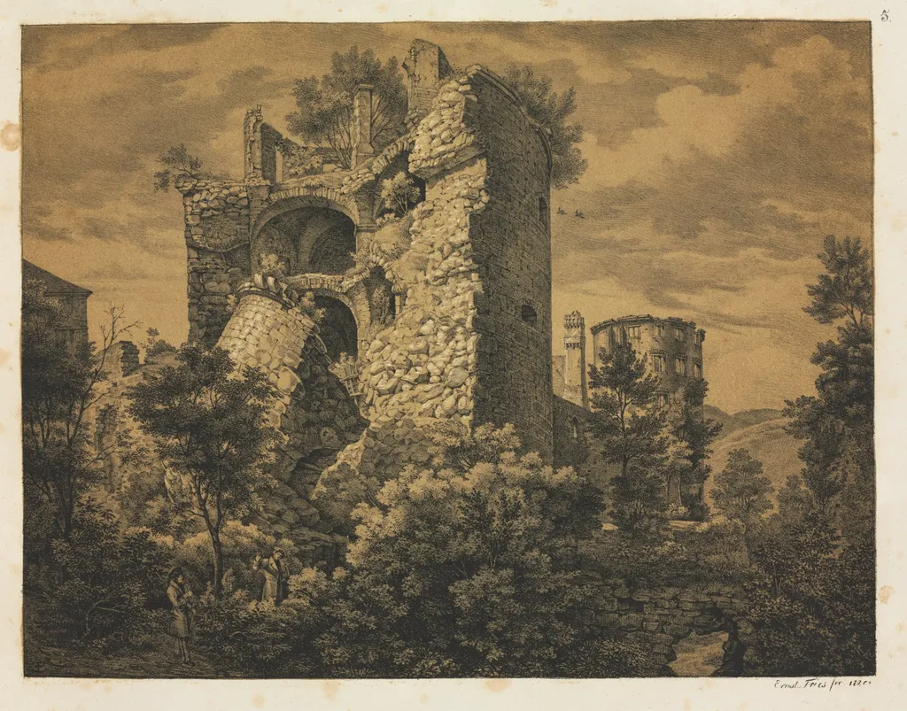 Six Views of Heidelberg Castle: Tower, by Ernst Fries, 1820