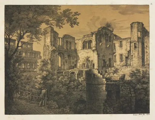 Six Views of Heidelberg Castle: Western Part, by Ernst Fries