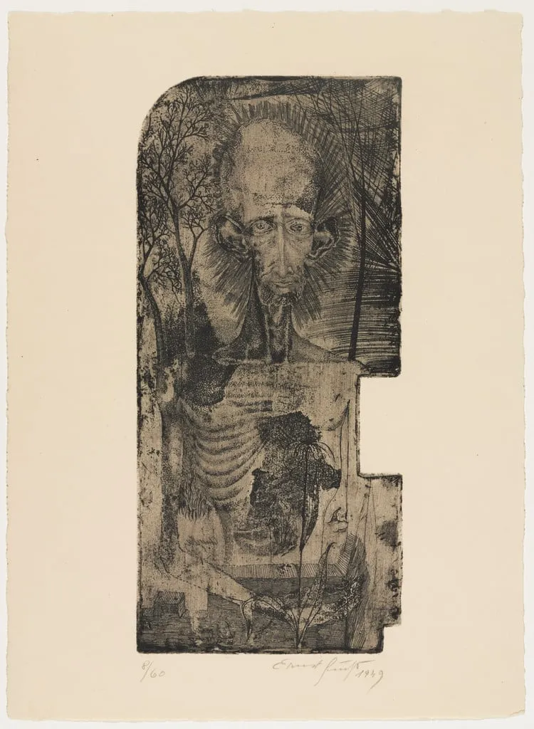 Untitled, by Ernst Fuchs, ink, 1949