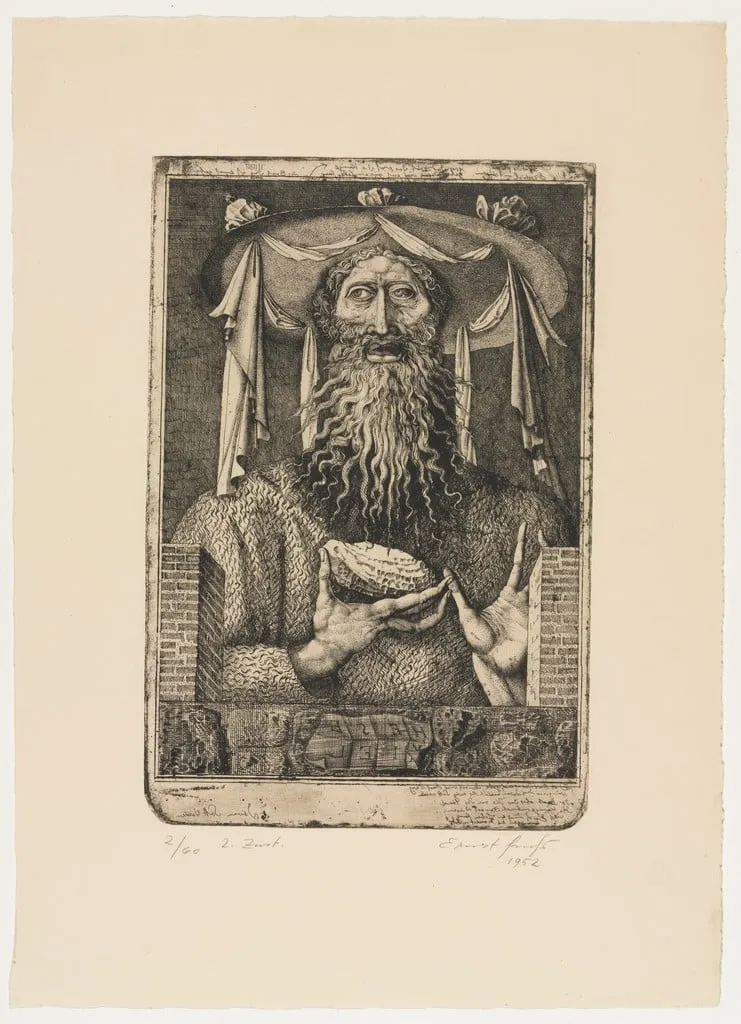 Untitled, by Ernst Fuchs, ink, 1952