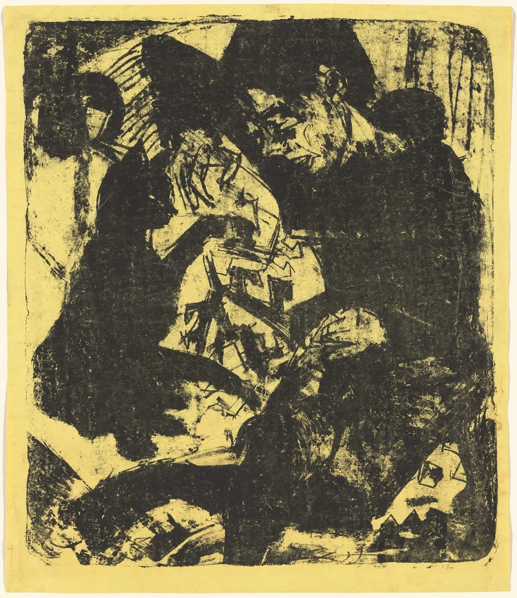 Boy with Cat (Knabe mit Katze), by Ernst Ludwig Kirchner, ink, 1919