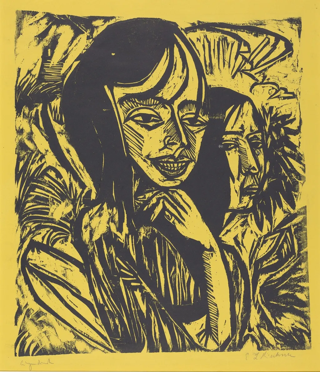 Fehmarn Girls, by Ernst Ludwig Kirchner, ink, 1913