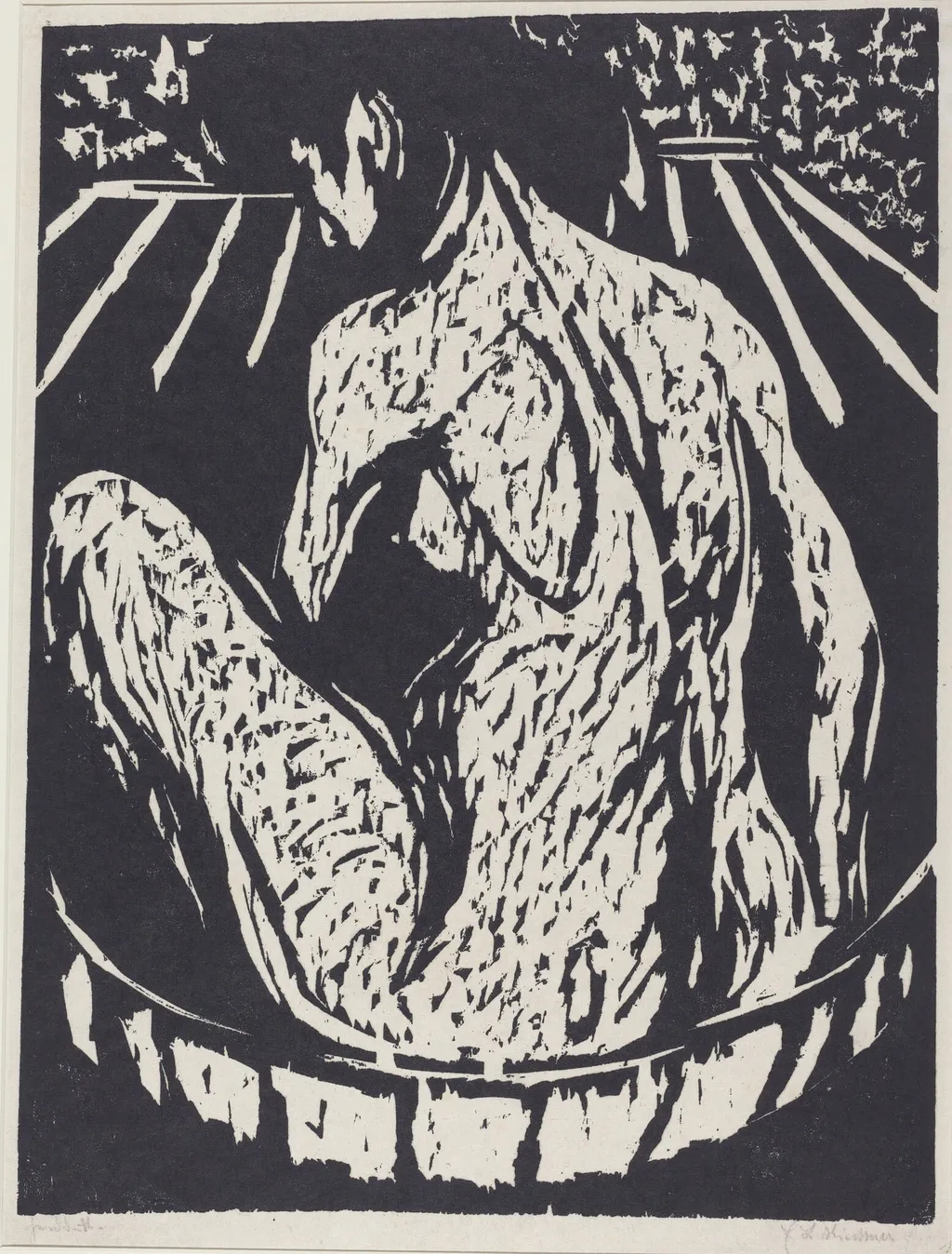 Female Nude, by Ernst Ludwig Kirchner, ink, 1908