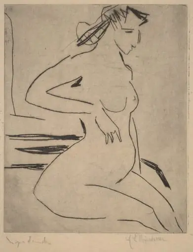 Female Nude Seated, by Ernst Ludwig Kirchner