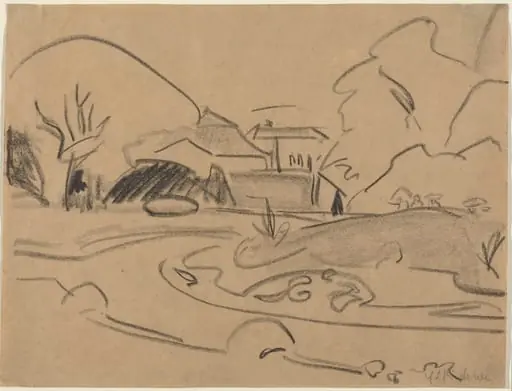 Footpaths and Pavilion in the Dresden Grosser Garten, by Ernst Ludwig Kirchner