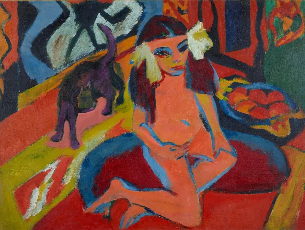 Girl with a Cat, Fränzi, by Ernst Ludwig Kirchner