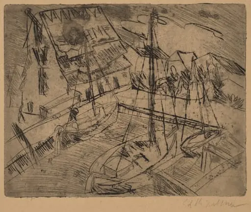 Harbor at Burgstaaken, by Ernst Ludwig Kirchner