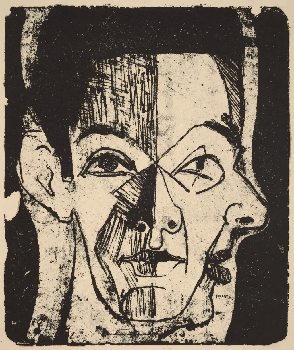 Head Study (Kopfstudie), by Ernst Ludwig Kirchner, ink, 1924
